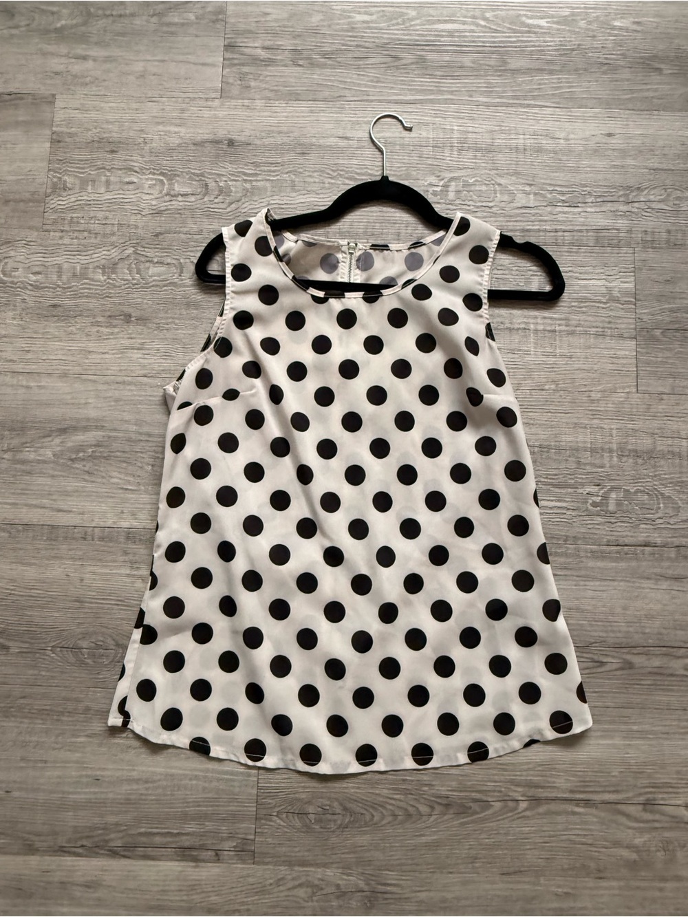 Sleeveless Black & White Polka Dot Top